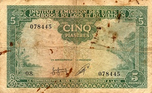 French Indochina, 5 Piastre, P95