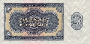 Germany - Democratic Republic, 20 Deutsche Mark, P19a