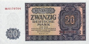Germany - Democratic Republic, 20 Deutsche Mark, P19a