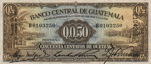 Guatemala, 1/2 Quetzal, P13a v4