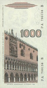 Italy, 1,000 Lira, P109a