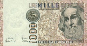 Italy, 1,000 Lira, P109a