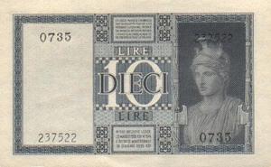 Italy, 10 Lira, P25c
