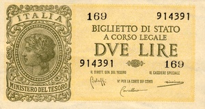 Italy, 2 Lira, P30b