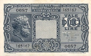 Italy, 10 Lira, P32c