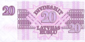 Latvia, 20 Ruble, P39