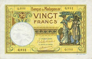 Madagascar, 20 Franc, P37 Sign.3