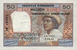 Madagascar, 10/50 Ariary/Franc, P51a