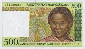 Madagascar, 100/500 Ariary/Franc, P75b