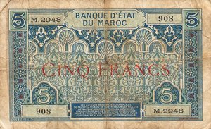 Morocco, 5 Franc, P9