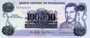 Nicaragua, 100,000 Cordoba, P159x