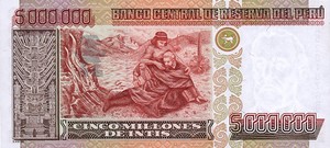Peru, 5,000,000 Intis, P149