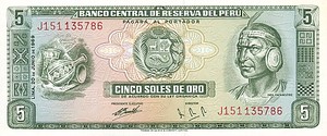 Peru, 5 Soles De Oro, P99a