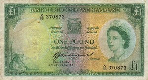 Rhodesia and Nyasaland, 1 Pound, P21b v20