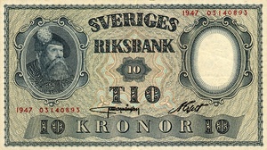 Sweden, 10 Krona, P40h Sign.1