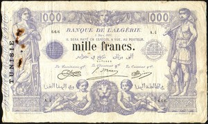 Tunisia, 1,000 Franc, P7b