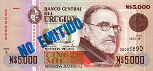 Uruguay, 5,000 New Peso, P68A