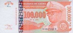 Zaire, 100,000 New Zaire, P77