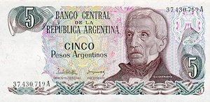 Argentina, 5 Peso Argentino, P312a