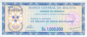 Bolivia, 1,000,000 Peso Boliviano, P192Ca