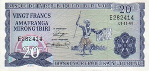 Burundi, 20 Franc, P21a