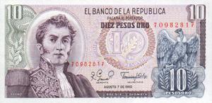 Colombia, 10 Peso Oro, P407g v2
