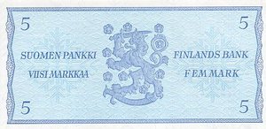 Finland, 5 Markka, P106A Sign.2