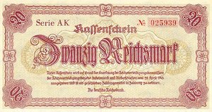 Germany, 20 Reichsmark, P187 AK