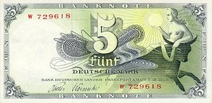Germany - Federal Republic, 5 Deutsche Mark, P13a