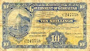 Gibraltar, 10 Shilling, P14a