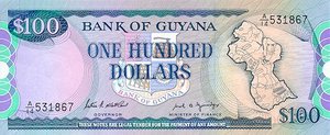 Guyana, 100 Dollar, P28 v1, BOG B6a
