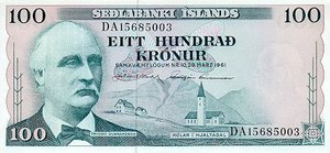 Iceland, 100 Krona, P44a Sign.1