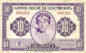 Luxembourg, 10 Franc, P44a