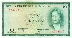 Luxembourg, 10 Franc, P48a Sign.1