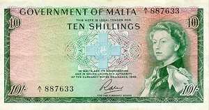 Malta, 10 Shilling, P25