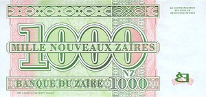 Zaire, 1,000 New Zaire, P66a