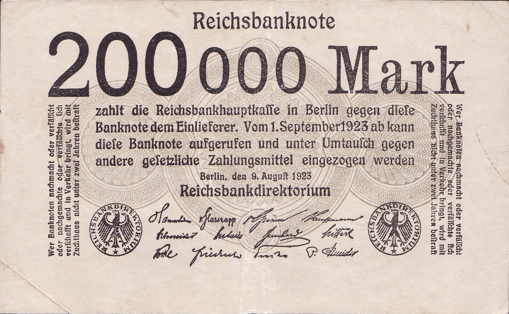Banknote Index - Germany 200000 Mark: P100