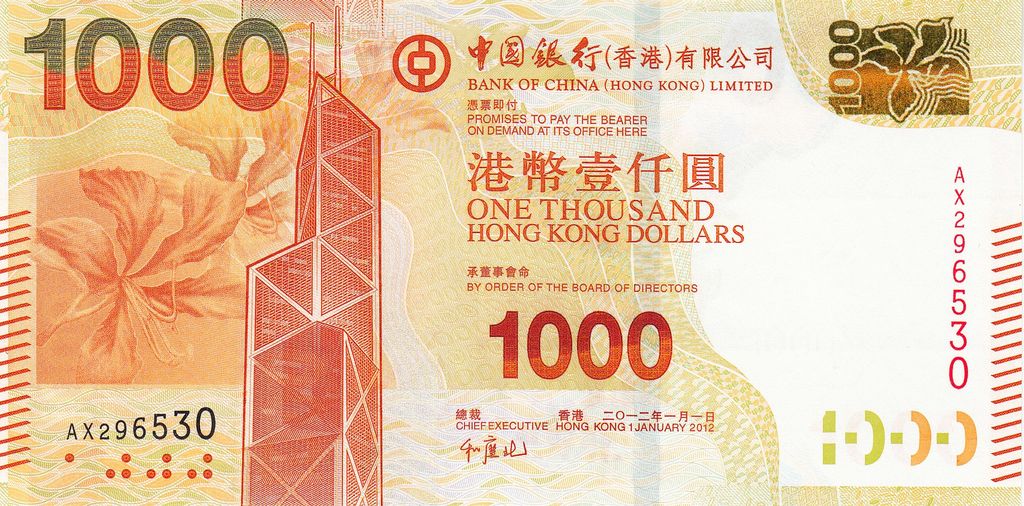 Banknote Index Hong Kong 1000 Dollar P345New