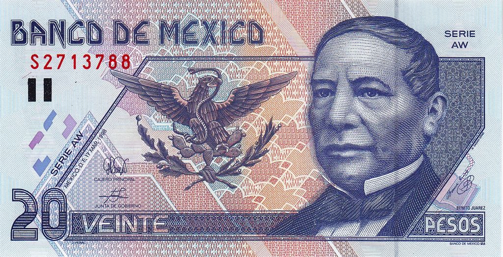 Banknote Index Mexico 20 Peso P106c
