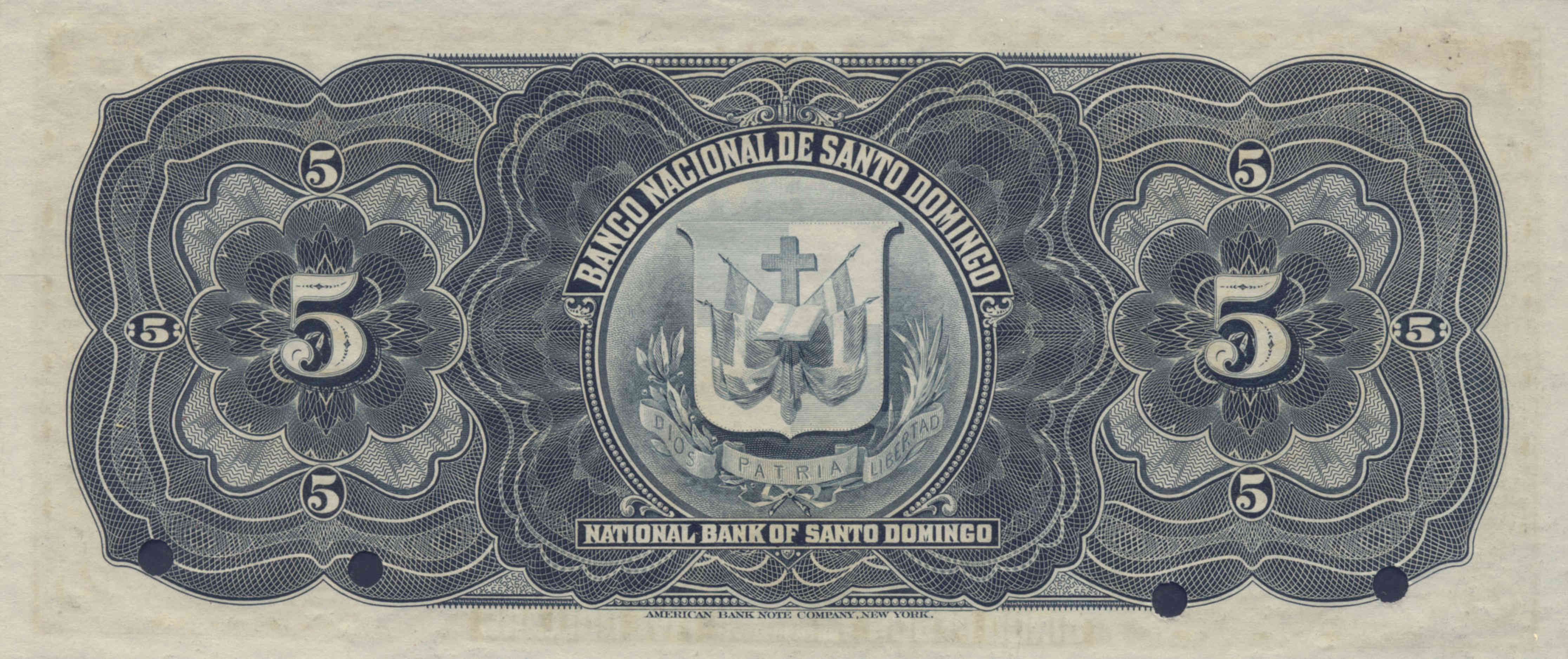 Banknote Index Dominican Republic 5 Dollar S153s