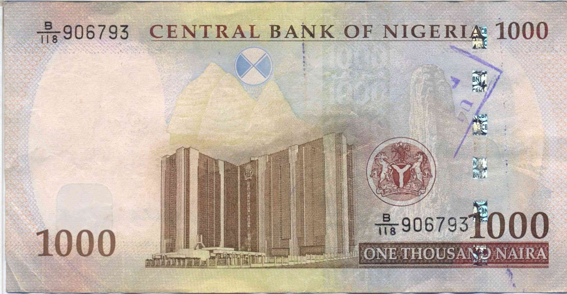 Banknote Index Nigeria 1000 Naira P36b