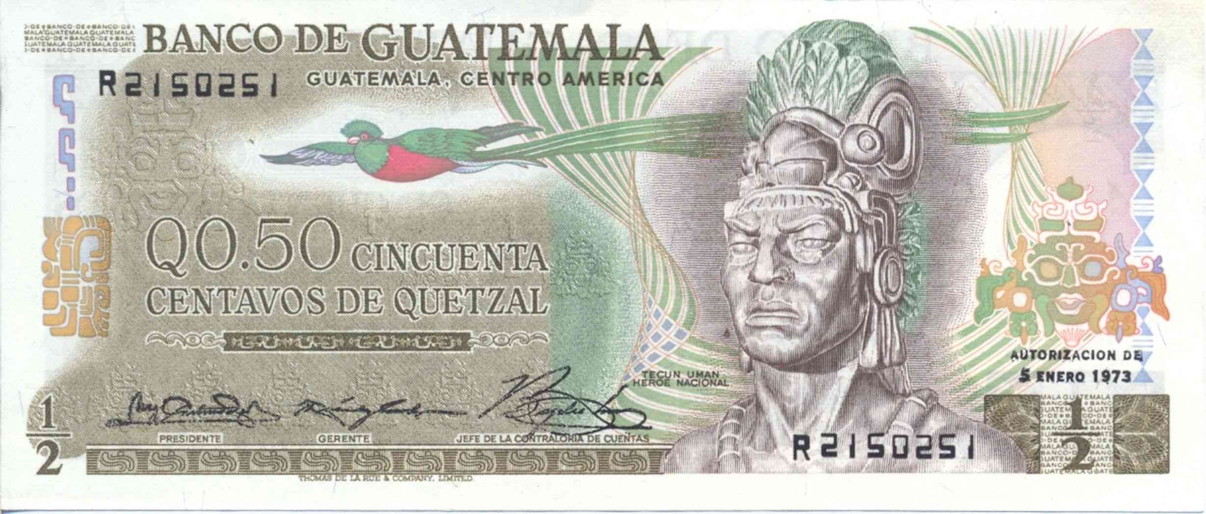 Banknote Index Guatemala 1 2 Quetzal P58a V2