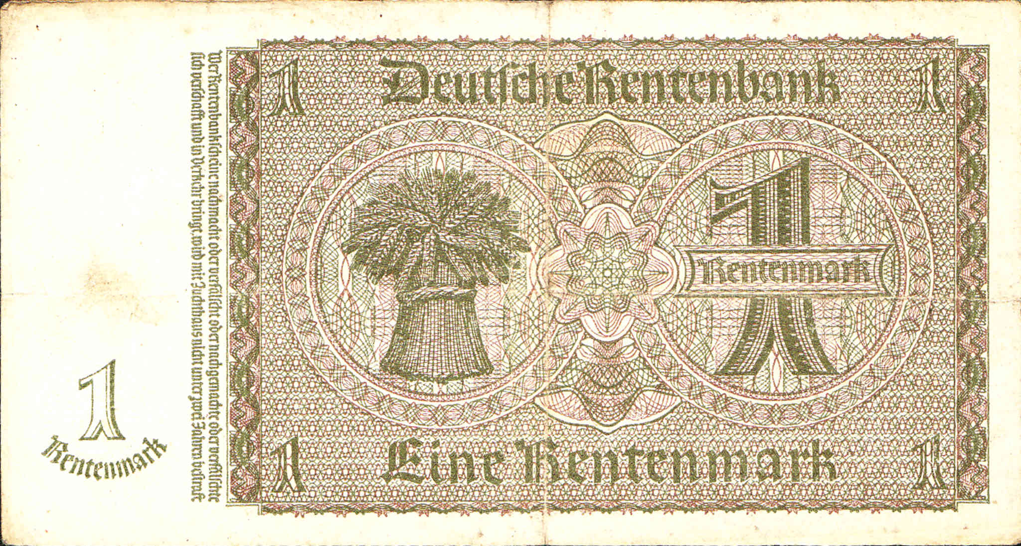 Germany 1 Rentenmark 1937 P-173b Banknotes UNC