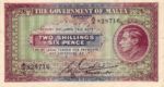 Malta, 2/6 Shilling and Pence, P-0018