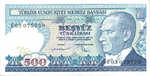 Turkey, 500 Lira, P-0195 Sign.1