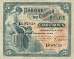 Belgian Congo, 5 Franc, P-0013Ab