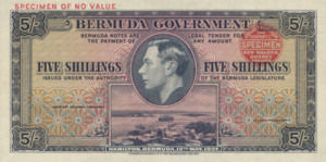 Bermuda, 5 Shilling, P8ct, BG B8t