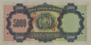Bolivia, 5,000 Boliviano, P136s