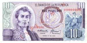 Colombia, 10 Peso Oro, P407s