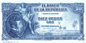 Colombia, 10 Peso Oro, P400p v2
